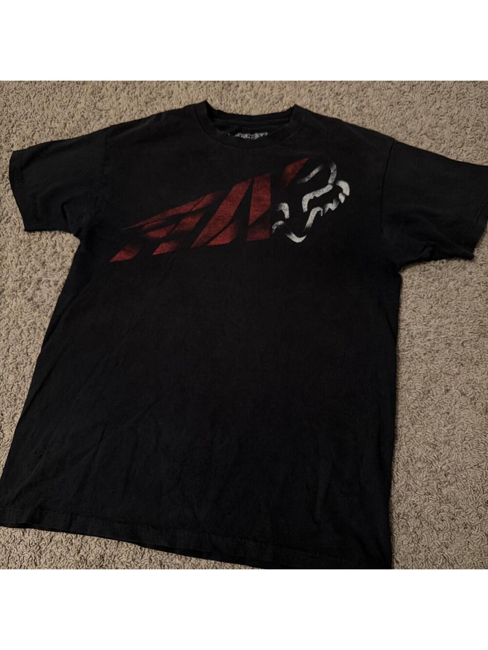 Fox Racing Wrap Around Graphic Men’s Black Faded Moto Tee Size L